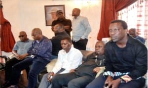Cross section of members of the Rivers State House of Assembly on a condolence visit to the family of their former Speaker, Late Rt. Hon. Tonye Harry, last Wednesday.Photo: Chris Monyanaga.