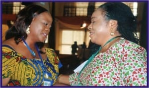 Permanent Secretary, Rivers State Ministry of Information and Communications, Mrs Jokotade Adamu (left), with General Manager, Radio Rivers, Ms Medline Tador  at the just concluded 44 National Council on Information in Osogbo, Osun State, recently