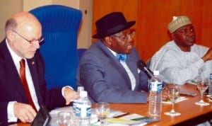L-R: German Secretary of State, Mr Harold Braun, Permanent Secretary, Ministry of Power, Amb. Godknows Igali and Secretary, National Energy Council, Mr Ibrahim Njiddah, at the 7th Annual Conference of the Nigerian-German Energy Partnership in Abuja, yesterday . Photo: NAN