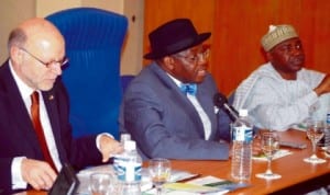 L-R: German Secretary of State, Mr Harold Braun, Permanent Secretary, Ministry of Power,   Amb. Godknows Igali and Secretary, National Energy Council, Mr Ibrahim Njiddah, at the 7th Annual  Conference of the Nigerian-German Energy Partnership in Abuja, yesterday .           Photo: NAN