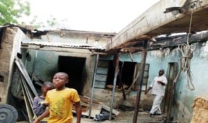 A house gutted by fire in Misau Town, Bauchi State.