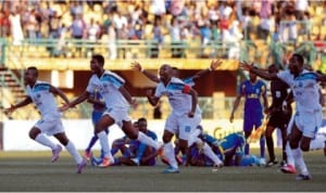 Enyimba FC players celebating their 2013 Federation Cup victory, recently.