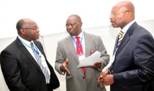 L-R:  Director, Policy and Planning, Ministry of Roads and Highways, Ghana, Mr Godwin Brocke, Director General, National Agency for the Control of AIDS (NACA), Prof. John Idoko and Executive Secretary, Alco, Mr Edy Anthony, at the 2nd annual statutory meeting of Abidjan-Lagos Corridor Organisation Governing Board in Abuja last Monday. Photo:  NAN