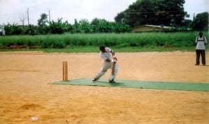 A cricketer in action during a national event in Port Harcourt, recently