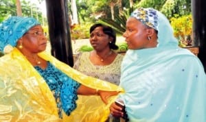 L-R: Minister of Women Affairs, Hajiya Zainaib Maina, Plateau State Commissioner for  Women Affairs and Social Development,  Olivia Dazyam and Permanent Secretary, Dr Habiba Lawal, at a  stakeholders meeting on  centenary country report on Nigerian women in Abuja, yesterday. Photo: NAN 