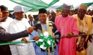 L-R: Nuj Deputy President, Mr Rotimi Obamuwagun, National President, Malam Mohammed Garba, Vice President Namadi Sambo, Minister of Information, Mr Labaran Maku and Chairman Building Committee and Board of Trustees, Otunba Olusegun Runsewe, at the inauguration of Nuj National Secretariat in Abuja last Thursday. Photo: NAN