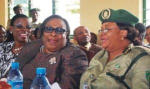 L-R: Lagos High Court judge, Justice Toyin Ipaye; Chief Judge of Lagos State, Justice Ayo Philips and Controller of Prisons, Lagos State Command, Mrs Cathrine Ononye, during the visit of Lagos Chief Judge to Kirikiri Minimum Prisons in Lagos, recently. Photo: NAN