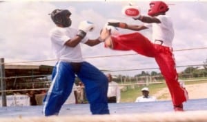 Kick boxers in action during a national tournament in Port Harcourt recently