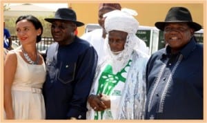 L-R: Chairman, Abuja Metropolitan Music Society, Maria Toledo De Schmillen, Director-General, National Orientation Agency (NOA), Mr Mike Omeri, Ona of Abaji, Alhaji Adamu Yunusa and representative of the Vice-President, Chief Edem Duke, at the launch of ‘Do The Right Thing, Avoid Dirt, Be Clean!,’ in Abuja, yesterday. 