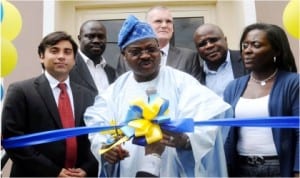 L-R: Operations Director, British American Tobacco Nigeria, Mr Fransisco Toso, Governor Abiola Ajimobi of Oyo State and Human Resources Manager, Mrs Jumoke Fagbemi, at the inauguration of British American Tobacco Nigeria's Recreation Centre in Ibadan, last Wednesday.