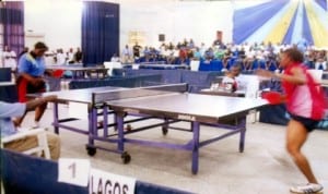 Table tennis players battling for honours at national event in Port Harcourt, recently.
