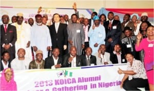 Korean Ambassador to Nigeria, Ambassador Jong Hyun Choi (middle), with members, Korea International Cooperation Agency (KOICA) alumni association in Nigeria, at the 2013 alumni seminar and gathering in Abuja, recently.
