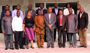 Chairman, Dredging and Sand Dealers Association of Nigeria, Mr Edmund Chilaka (4th right) with participants at the Port Harcourt Dredging Executives Roundtable in Port Harcourt, recently.