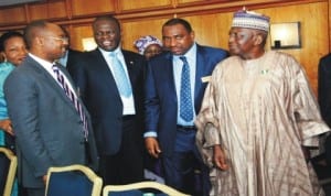 L-R: Senior Special Assistant to President Goodluck Jonathan on Contract Evaluation, Prof. Sylvester Monye, Minister of State for Foreign Affairs, Dr Nurudeen Muhammad, Minister of State for Works, Amb. Bashir Yuguda and the Nigeria High Commissioner to the United Kingdom, Amb. Dalhatu Tafida, during a break-out session at the 15th meeting of the Honorary International Investors Council in London, recently.