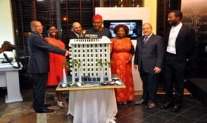 General Anthony Ukpo (rtd) (middle), with General Manager, Le Meridien Hotel, Mr Imran Khan and others cutting the hotel’s 10th anniversary cake in Port Harcourt, recently.
