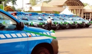 Some of the patrol vehicles and heavy duty trucks presented to the FRSC by the Minister of Works in Abuja, yesterday