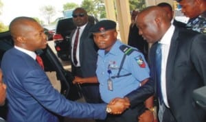 Governor Sullivan Chime of Enugu State (left), with Speaker, Enugu State House of Assembly, Chief Eugene Odoh (right), after the presentation of the state's 2014 budget proposal to the Assembly in Enugu last Tuesday. Photo: NAN