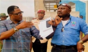 Director General, Rivers State Tourism Development Agency, Mr. Sam Dede (right), with Security Consultant to the agency, Mr. Austine Gbaraba (left), during the route appraisal for 2013 CARNIRIV in Port Harcourt, recently. With them is Assistant Sector Comander, FRSC, Port Harcourt, Mr. Frank Okweze. Photo: Nwiueh Donatus Ken