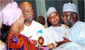 L-R:Minister of Petroleum Resources, Mrs Diezani Allison-Madueke, Minister of Labour and Productivity, Chief Emeka Wogu, Minister of Special Duties, Alhaji Tanimu Turaki and Minister of Transport, Senator Idris Umar, at the Federal Executive Council Meeting in Abuja last Wednesday