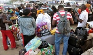 Passengers travelling for Christmas at Wazobia Park, Gwagwalada in Abuja, last Monday