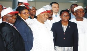 L-R: Coordinating Director, Field Operations Group, Federal Inland Revenue Service (FIRS), Mr Julius Bamidele, Director, Programme Management, Non-Tax Office, Chiaka Okoye, Acting FIRS Chairman, Alhaji Kabir Mashi, Director, Large Tax Department (Oil and Gas), Lola Adediran and Coordinating Director, Standards and Compliance Group, Sunday Ogengbesan, at the inauguration of integrated Tax Administration System (ITAS) in Abuja, recently. Photo: NAN