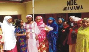 Female beneficiaries of National Directorate of Employment (NDE) loan programmes at the disbursement ceremony in Yola, recently. Photo: NAN
