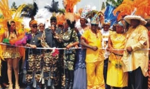 Governor Liyel Imoke of Cross River (3rd left) inaugurating the adult session of Calabar Carnival 2013 in Calabar, last Friday.