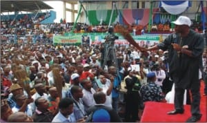 Governor Chibuike Rotimi Amaechi addressing APC faithful