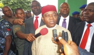 Governor Theodore Orji of Abia State, answering questions from journalists shortly  after he presented the 2014 Budget of N149.6 billion to the state House of Assembly in Umuahia last Monday.