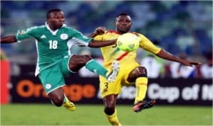 Ejike Uzoenyi (18) in action against the Walya Antelopes of Ethiopia in a friendly last weekend in Abuja