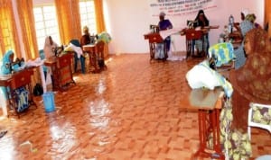 Women at the wife of Bauchi State Governor's skills acquisition training programme in Bauchi, yesterday. Photo: NAN