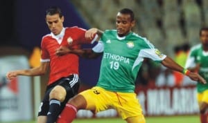 Libyan and Ethiopian players in contest at the ongoing 2014 CHAN in South Africa