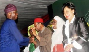 L-R: Governor Babatunde Fashola of Lagos State exchanging pleasantries with former Secretary-General of Commonwealth, Chief Emeka Anyaoku, former Deputy Governor of Lagos, Alhaja Latefat Okunnu and former Minister of Commerce and Industry, Mrs Onikepo Akande, at the 7th Taxation Conference in Lagos, last Thursday.