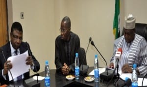 Supervising Minister of Environment, Mr Darius Ishaku (left), with Permanent Secretary, Mr Taiye Harunaat at a public function in Abuja, last Thursday.