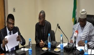  Supervising Minister of Environment, Mr Darius Ishaku (left), with Permanent Secretary, Mr Taiye Harunaat at a public function  in Abuja, last Thursday.