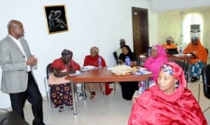 Managing Director, Notyl Services, Mr Yemi Osanyin (left), speaking at the round table workshop on Advocacy for Stakeholders, and Child Spacing in Kaduna last Monday