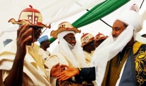 L-R: Governor Liyel Imoke of Cross River State, Governor Lamran Yero of Kaduna State, Governor Emmanuel Uduaghan of Delta State and Governor Ibrahim Shema of Katsina State after the turbaning of Katsina State Governor as Sarkin Fulani Katsina 1. by the Emir of Katsina, Alhaji Abdulmumini Usman in Katsina last Saturday.