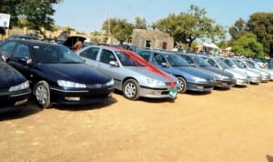 Cars waiting to be distributed to beneficiaries in Bauchi recently.