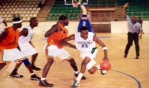 Basketball players in action during a national event in Port Harcourt, Rivers State, recently.