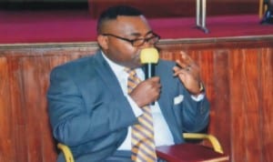 Rivers State Commissioner for Finance, Dr Chamberlain Peterside, answering questions from lawmakers of the State House of Assembly during his appearance to defend the N100 billion bond approved for the state government at Government House, Port Harcourt, yesterday. Photo: Chris Monyanaga