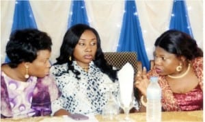 L-R: Chairman, House Committee on Environment, Hon Victoria Nyeche., Vice Chairman, Etche Local Government Area, Hon Sonye Onyesoh and Rivers State Commissioner for Environment, Mrs Joeba West at a meeting of female political office holders and wives of political office holders in Port Harcourt, recently. Photo Chris Monyanaga