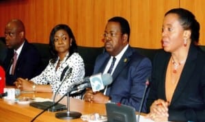 R-L: Managing Director, Access Bank, Mr Herbert Wigwe; Director, Banking Supervision Department, Central Bank of Nigeria, Mrs Tokunbo Martins, Group Managing Director, First Bank of Nigeria Plc, Mr Bisi Onasanya and Executive Director, Guaranty Trust Bank Plc, Carthy Echeozo, during Bankers Committee meeting in Lagos, yesterday.