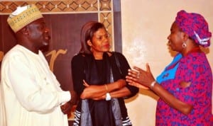 L-R: Lead Water and Sanitation Specialist, World Bank, Mr Hassan Kida, World Bank Country Director, Marie Francois Marie-Nelly and Minister of Water Resources, Mrs Sarah Ochekpe, at a   dinner meeting with the World Bank and Minister of Water Resources in Abuja last Wednesday. Photo: NAN