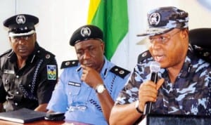 New Rivers State Commission of Police, Mr Tunde Ogunshaki (right), during his maiden news conference in Port Harcourt  recently. With him are Deputy Commissioner of Police, Mr Fimihan Adeoye (middle) and Assistant Commissioner of Police Jo Amadi