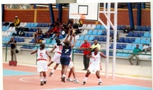 Basketball players in action duringa national event in Port Harcourt, Rivers State, recently