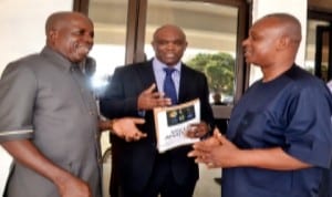 Newly screened members of Rivers State Judicial Service Commission, Barrister Jackson Tom Orage (right), Mr Tonye Lolomari (middle) and High Chief Ambrose Nwuzi, after their screening by the Rivers State House of Assemby in Port Harcourt, yesterday. Photo: Chris Monyanaga