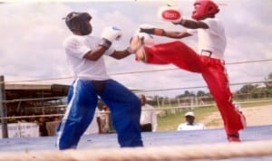 Kickboxers struggling for honours during a national event in Port Harcourt, Rivers State, recently.