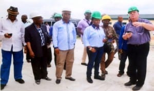 Managing Director Metal Recycling Plant, Mr Roy WoolCock (right) explains to chairman, House Committee on Environment, Hon Victoria Nyeche (3rd right) and her members, Hon Anderson Miller (3rd right) Permanent Secretary, Ministry of Environmet, Dr Nyema Weli (left), during the committee’s oversight function to the company at Kira in Tai LGA. Photo: Chris Monyanaga