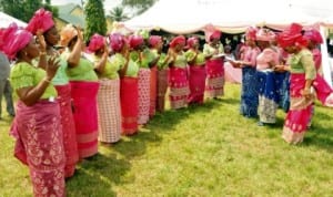 Hon Victoria Nyeche, president general of Ikwerre Women Forum (IWF)  innaugurating the IWF executives in Emohua Local Government of Rivers State, recently.