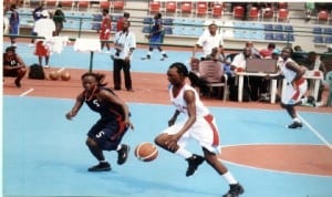 Basketball players in action during a nation event in Port Harcourt, recently.
